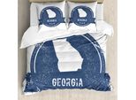 Abakuhaus Georgia Set Copripiumino Per Letti Singoli, Grungy Karte Silhouette, Antiacaro, Adatto A Chi Soffre Di Allergie, Con Federa, 155 Cm X 220 Cm - 80 X 80 Cm, Blu Cielo Scuro E Bianco