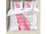Abakuhaus Georgia Set Copripiumino Per Letti Singoli, Aereo Che Sorvola Lo Stato, Antiacaro, Adatto A Chi Soffre Di Allergie, Con Federa, 155 Cm X 220 Cm - 80 X 80 Cm, Bianco Rosa