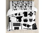Abakuhaus Set Copripiumino Per Letti Singoli, Articoli Da Giardino Monocromatici, Antiacaro, Adatto A Chi Soffre Di Allergie, Con Federa, 155 Cm X 220 Cm - 80 X 80 Cm, Grigio Antracite Bianco