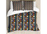 Set Copripiumino Abakuhaus Boho Per Letti Singoli, Motivi Tribali, Colori Vivaci, Antiacaro, Adatto A Chi Soffre Di Allergie, Con Federa, 155 Cm X 220 Cm - 80 X 80 Cm, Multicolore