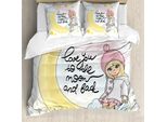 Abakuhaus Set Copripiumino Per Letto Singolo, Romantica Luna E Ragazza, Antiacaro E Anallergico, Con Federa, 155 Cm X 220 Cm - 80 X 80 Cm, Multicolore