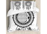 Abakuhaus Set Copripiumino Magic Moon Per Letti Singoli, Acchiappasogni Crescent, Antiacaro, Adatto A Chi Soffre Di Allergie, Con Federa, 200 Cm X 200 Cm - 80 X 80 Cm, Grigio Taupe