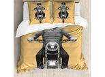 Abakuhaus Set Copripiumino Lemur Per Letti Singoli, Tropical Affe Scooter Kunst, Antiacaro, Adatto A Chi Soffre Di Allergie, Con Federa, 200 Cm X 200 Cm - 80 X 80 Cm, Sabbia Marrone Pale Taupe