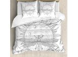 Abakuhaus Set Copripiumino Alchimie Per Letti Singoli, Neutral Sun E Libelle, Antiacaro, Adatto A Chi Soffre Di Allergie, Con Federa, 155 Cm X 220 Cm - 80 X 80 Cm, Grigio Bianco