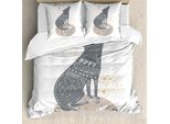 Abakuhaus Set Copripiumino Magic Moon Per Letti Singoli, Howling Wolf Planet, Antiacaro, Adatto A Chi Soffre Di Allergie, Con Federa, 200 Cm X 200 Cm - 80 X 80 Cm, Multicolore