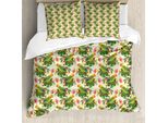 Set Copripiumino Abakuhaus Hibiscus Per Letti Singoli, Fiori Tropicali Parrot, Antiacaro, Adatto A Chi Soffre Di Allergie, Con Federa, 155 Cm X 220 Cm - 80 X 80 Cm, Multicolore