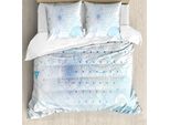 Abakuhaus Set Copripiumino Astratto Per Letti Singoli, Motivi Geometrici Scienza, Antiacaro Adatto A Chi Soffre Di Allergie Con Federa, 155 Cm X 220 Cm - 80 X 80 Cm, Azzurro Cielo Scuro Ceil Blau