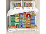 Abakuhaus Amsterdam Set Copripiumino Per Letti Singoli, Kalli Colorato, Antiacaro, Adatto A Chi Soffre Di Allergie, Con Federa, 155 Cm X 220 Cm - 80 X 80 Cm, Giallo Terra Multicolore