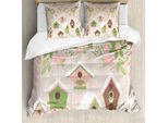 Abakuhaus Set Copripiumino Per Letto Singolo, Fiori Pastello Nido Di Neve, Antiacaro, Adatto A Chi Soffre Di Allergie, Con Federa, 155 Cm X 220 Cm - 80 X 80 Cm, Multicolore