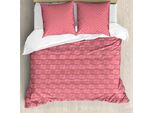 Abakuhaus Set Copripiumino Boho Per Letti Singoli, Strisce Orizzontali-Verticali, Antiacaro, Adatto A Chi Soffre Di Allergie, Con Federa, 200 Cm X 200 Cm - 80 X 80 Cm, Coral Pale Aubergine