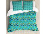 Abakuhaus Set Copripiumino Per Letti Singoli, Animali Della Foresta Colorati, Antiacaro, Adatto A Chi Soffre Di Allergie, Con Federa, 155 Cm X 220 Cm - 80 X 80 Cm, Blu Cielo Profondo Multicolore