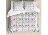 Abakuhaus Set Copripiumino Per Letti Singoli, Disegno Colorato Nest Sketch, Antiacaro, Adatto A Chi Soffre Di Allergie, Con Federa, 200 Cm X 200 Cm - 80 X 80 Cm, Pale Mauve Multicolor