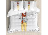 Abakuhaus Set Copripiumino Per Letto Singolo, Hipster Art Animal Cartoon, Antiacaro E Anallergico, Con Federa, 200 Cm X 200 Cm - 80 X 80 Cm, Senape Vermiglio