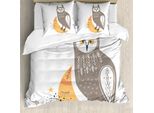Abakuhaus Set Copripiumino Con Caricatura Per Letti Singoli, Wisdom Owl Crescent, Antiacaro, Adatto A Chi Soffre Di Allergie, Con Federa, 155 Cm X 220 Cm - 80 X 80 Cm, Multicolore