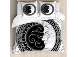 Set Copripiumino Abakuhaus Magic Moon Per Letti Singoli, Motivo Occulto Crescent, Antiacaro, Adatto A Chi Soffre Di Allergie, Con Federa, 200 Cm X 200 Cm - 80 X 80 Cm, Grigio Antracite E Bianco