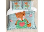 Abakuhaus Set Copripiumino Per Letto Singolo, Animale Dell'asilo Con Vestito, Antiacaro, Adatto A Chi Soffre Di Allergie, Con Federa, 200 Cm X 200 Cm - 80 X 80 Cm, Multicolore