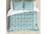 Abakuhaus Set Copripiumino Per Letti Singoli, Seafoam Birds Sailing, Antiacaro, Adatto A Chi Soffre Di Allergie, Con Federa, 155 Cm X 220 Cm - 80 X 80 Cm, Pale Seafoam Multicolor