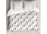 Abakuhaus Set Copripiumino Boho Per Letti Singoli, Foglie Tropicali E Pennellate, Antiacaro, Adatto A Chi Soffre Di Allergie, Con Federa, 155 Cm X 220 Cm - 80 X 80 Cm, Blush Salmon
