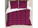 Abakuhaus Snakeskin Stampa Set Copripiumino Per Letti Singoli, Moda Girly Selvaggia, Antiacaro, Adatto A Chi Soffre Di Allergie, Con Federa, 155 Cm X 220 Cm - 80 X 80 Cm, Magenta Multicolore