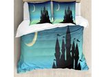 Abakuhaus Set Copripiumino Magic Moon Per Letti Singoli, Schloss E Gradient Sky, Antiacaro, Adatto A Chi Soffre Di Allergie, Con Federa, 200 Cm X 200 Cm - 80 X 80 Cm, Seafoam Giallo Pallido