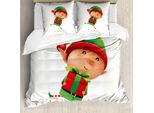 Abakuhaus Set Copripiumino Per Letto Singolo, Ragazzino Con Regalo, Antiacaro, Adatto A Chi Soffre Di Allergie, Con Federa, 155 Cm X 220 Cm - 80 X 80 Cm, Fern Green Vermilion