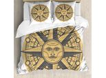 Abakuhaus Set Copripiumino Vintage Con Tatuaggi Nautici Per Letti Singoli, Sun Compass Kunst, Antiacaro E Anallergico Con Federa, 155 Cm X 220 Cm - 80 X 80 Cm, Viola-Blu Pastello Marrone