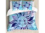 Abakuhaus Set Copripiumino Alchimie Per Letti Singoli, Flourish Sun Face, Antiacaro, Adatto A Chi Soffre Di Allergie, Con Federa, 155 Cm X 220 Cm - 80 X 80 Cm, Multicolore