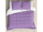Abakuhaus Set Copripiumino Rosa Scuro Per Letti Singoli, Farfalle, Fiori E Pois, Antiacaro, Adatto A Chi Soffre Di Allergie, Con Federa, 155 Cm X 220 Cm - 80 X 80 Cm, Malva Scuro Magenta