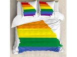 Abakuhaus Georgia Set Copripiumino Per Letti Singoli, Strisce Colorate Gay Pride, Antiacaro, Adatto A Chi Soffre Di Allergie, Con Federa, 155 Cm X 220 Cm - 80 X 80 Cm, Multicolore