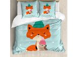 Abakuhaus Set Copripiumino Per Letto Singolo, Merry Christmas Bird Animal, Antiacaro, Adatto A Chi Soffre Di Allergie, Con Federa, 200 Cm X 200 Cm - 80 X 80 Cm, Pale Seafoam Multicolor