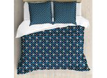 Abakuhaus Set Copripiumino Boho Per Letti Singoli, Motivi Floreali Astratti, Antiacaro, Adatto A Chi Soffre Di Allergie, Con Federa, 200 Cm X 200 Cm - 80 X 80 Cm, Blu Notte Multicolore