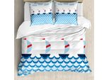 Abakuhaus Set Copripiumino Per Letti Singoli, Barche A Vela Sulle Onde, Antiacaro, Adatto A Chi Soffre Di Allergie, Con Federa, 155 Cm X 220 Cm - 80 X 80 Cm, Multicolore
