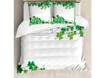 Abakuhaus Set Copripiumino A Quadrifoglio Per Letti Singoli, Festeggiamenti Del Giorno Di San Patrizio, Antiacaro, Adatto A Chi Soffre Di Allergie, Con Federa, 155 Cm X 220 Cm - 80 X 80 Cm, Verde Felce