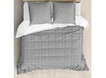 Abakuhaus Set Copripiumino Boho Per Letti Singoli, Fiori Monocromatici, Antiacaro, Adatto A Chi Soffre Di Allergie, Con Federa, 200 Cm X 200 Cm - 80 X 80 Cm, Grigio Antracite Bianco