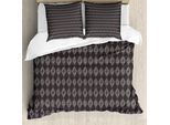 Abakuhaus Set Copripiumino Boho Per Letti Singoli, Rombi In Tonalità Terra, Antiacaro, Adatto A Chi Soffre Di Allergie, Con Federa, 155 Cm X 220 Cm - 80 X 80 Cm, Tortora Scuro Grigio Marrone Scuro