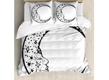 Abakuhaus Set Copripiumino Magic Moon Per Letti Singoli, Crescent Moderno, Antiacaro, Adatto A Chi Soffre Di Allergie, Con Federa, 200 Cm X 200 Cm - 80 X 80 Cm, Grigio Antracite Bianco