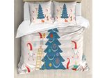 Abakuhaus Set Copripiumino Per Letto Singolo, Uomo Che Decora Un Albero Barbuto, Antiacaro, Adatto A Chi Soffre Di Allergie, Con Federa, 200 Cm X 200 Cm - 80 X 80 Cm, Champagne E Multicolore
