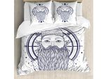 Abakuhaus Set Copripiumino Vintage Nautical Tattoo Per Letti Singoli, Alchemist Seaman, Antiacaro E Anallergico Con Federa, 200 Cm X 200 Cm - 80 X 80 Cm, Indaco E Bianco