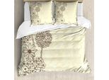 Abakuhaus Set Copripiumino Per Letto Singolo Blumenweinlese, Blooming Retro, Antiacaro, Adatto A Chi Soffre Di Allergie, Con Federa, 200 Cm X 200 Cm - 80 X 80 Cm, Color Crema Eggshell