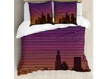 Abakuhaus Set Copripiumino Arancione E Nero Per Letti Singoli, 80 Skyline, Antiacaro, Adatto A Chi Soffre Di Allergie, Con Federa, 155 Cm X 220 Cm - 80 X 80 Cm, Multicolore