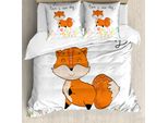 Abakuhaus Set Copripiumino Fuchs Per Letti Singoli, Buona Giornata Wording Animal, Antiacaro Adatto A Chi Soffre Di Allergie Con Federa, 155 Cm X 220 Cm - 80 X 80 Cm, Multicolore