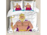 Abakuhaus Set Copripiumino Neptun Per Letti Singoli, Disegno King Of The Ocean, Antiacaro, Adatto A Chi Soffre Di Allergie, Con Federa, 155 Cm X 220 Cm - 80 X 80 Cm, Multicolore