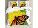 Abakuhaus Set Copripiumino Per Letto Singolo, Moth Blume, Antiacaro, Adatto A Chi Soffre Di Allergie, Con Federa, 200 Cm X 200 Cm - 80 X 80 Cm, Giallo, Verde, Arancione