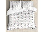 Abakuhaus Set Copripiumino Vintage Con Tatuaggi Nautici Per Letti Singoli, Polygonal Anchor, Antiacaro E Anallergico Con Federa, 155 Cm X 220 Cm - 80 X 80 Cm, Multicolore