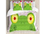 Abakuhaus Set Copripiumino Per Letto Singolo, Animal In Love Smile, Antiacaro, Adatto A Chi Soffre Di Allergie, Con Federa, 155 Cm X 220 Cm - 80 X 80 Cm, Rosa Baby-Verde