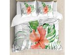 Abakuhaus Set Copripiumino Per Letto Singolo, Fiori Acquerellati Grunge, Antiacaro, Adatto A Chi Soffre Di Allergie, Con Federa, 155 Cm X 220 Cm - 80 X 80 Cm, Burnt Sienna Staub