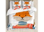 Abakuhaus Set Copripiumino Per Letto Singolo, Funny Animal In Little Flugzeug, Antiacaro, Adatto A Chi Soffre Di Allergie, Con Federa, 155 Cm X 220 Cm - 80 X 80 Cm, Multicolore