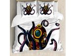 Abakuhaus Set Copripiumino Vintage Nautical Tattoo Per Letti Singoli, Tentacoli Di Polpo, Antiacaro, Adatto A Chi Soffre Di Allergie, Con Federa, 200 Cm X 200 Cm - 80 X 80 Cm, Multicolore