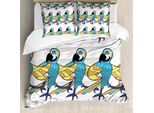 Abakuhaus Venezuela Set Copripiumino Per Letti Singoli, Tropic Pappagalli Colorati, Antiacaro Adatto A Chi Soffre Di Allergie Con Federa, 155 Cm X 220 Cm - 80 X 80 Cm, Blu Cielo Profondo Multicolore