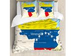 Abakuhaus Venezuela Set Copripiumino Per Letti Singoli, Mappa Colorata E Dettagliata, Antiacaro, Adatto A Chi Soffre Di Allergie, Con Federa, 200 Cm X 200 Cm - 80 X 80 Cm, Multicolore